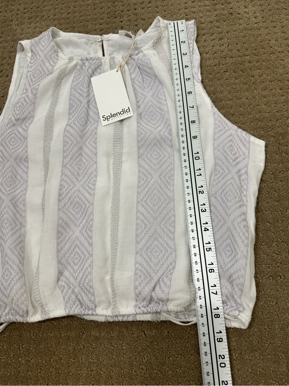 Splendid White and Light Gray / Lilac Striped Sleeveless Crop NWT